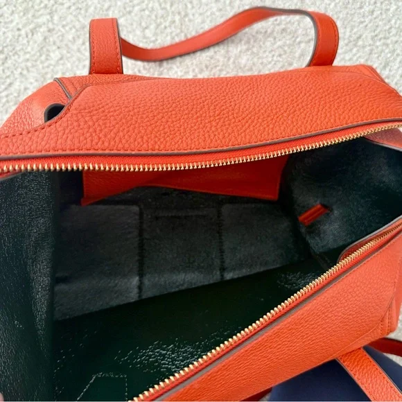 Rare Genuine Tory Burch Perry Satchel Canyon Orange Leather - Picture 5 of 9